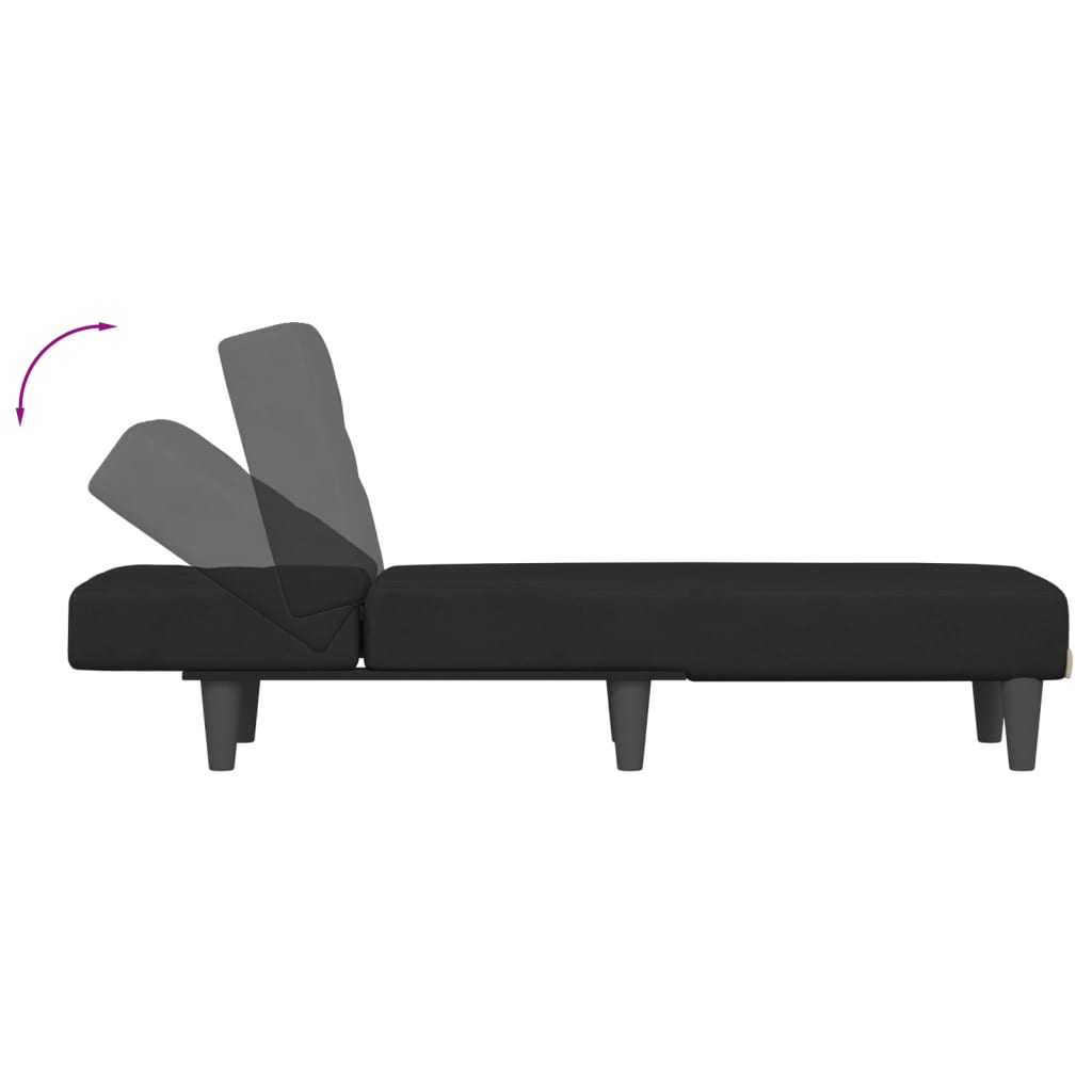 Chaise longue fluweel zwart