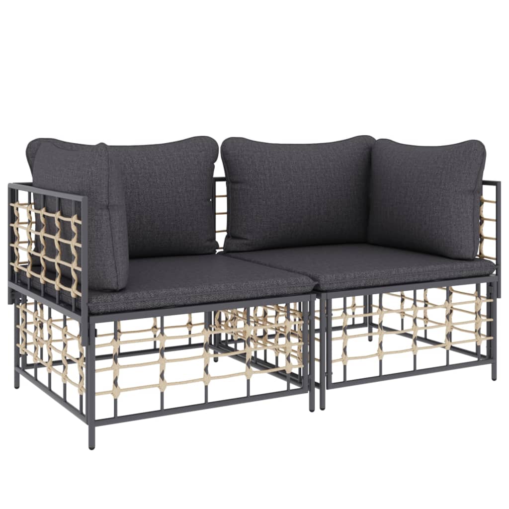 5-delige Loungeset met kussens poly rattan antracietkleurig