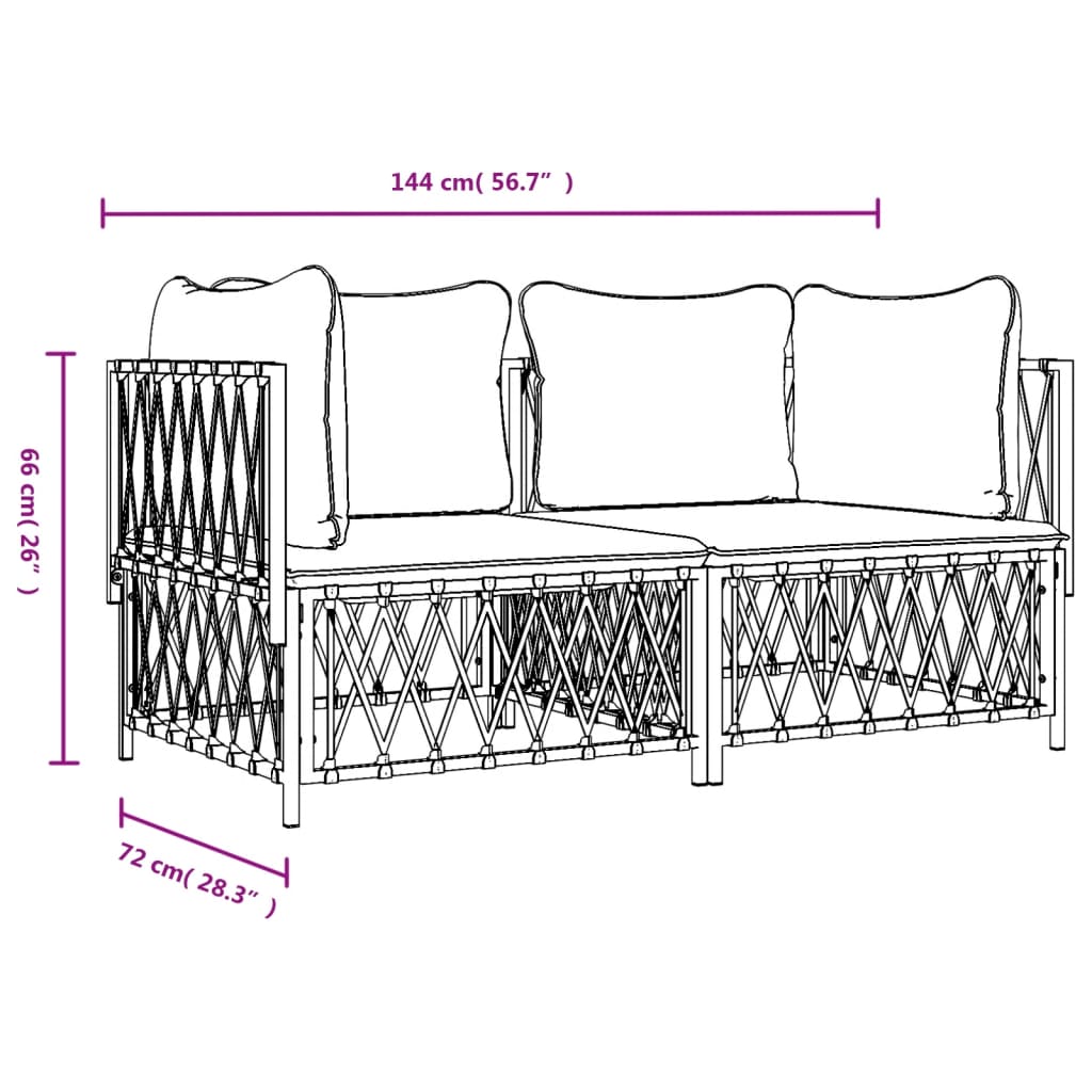 2-delige Loungeset met kussens staal antracietkleurig