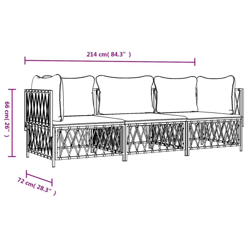 2-delige Loungeset met kussens staal antracietkleurig