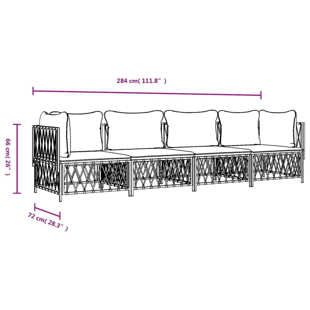 2-delige Loungeset met kussens staal antracietkleurig