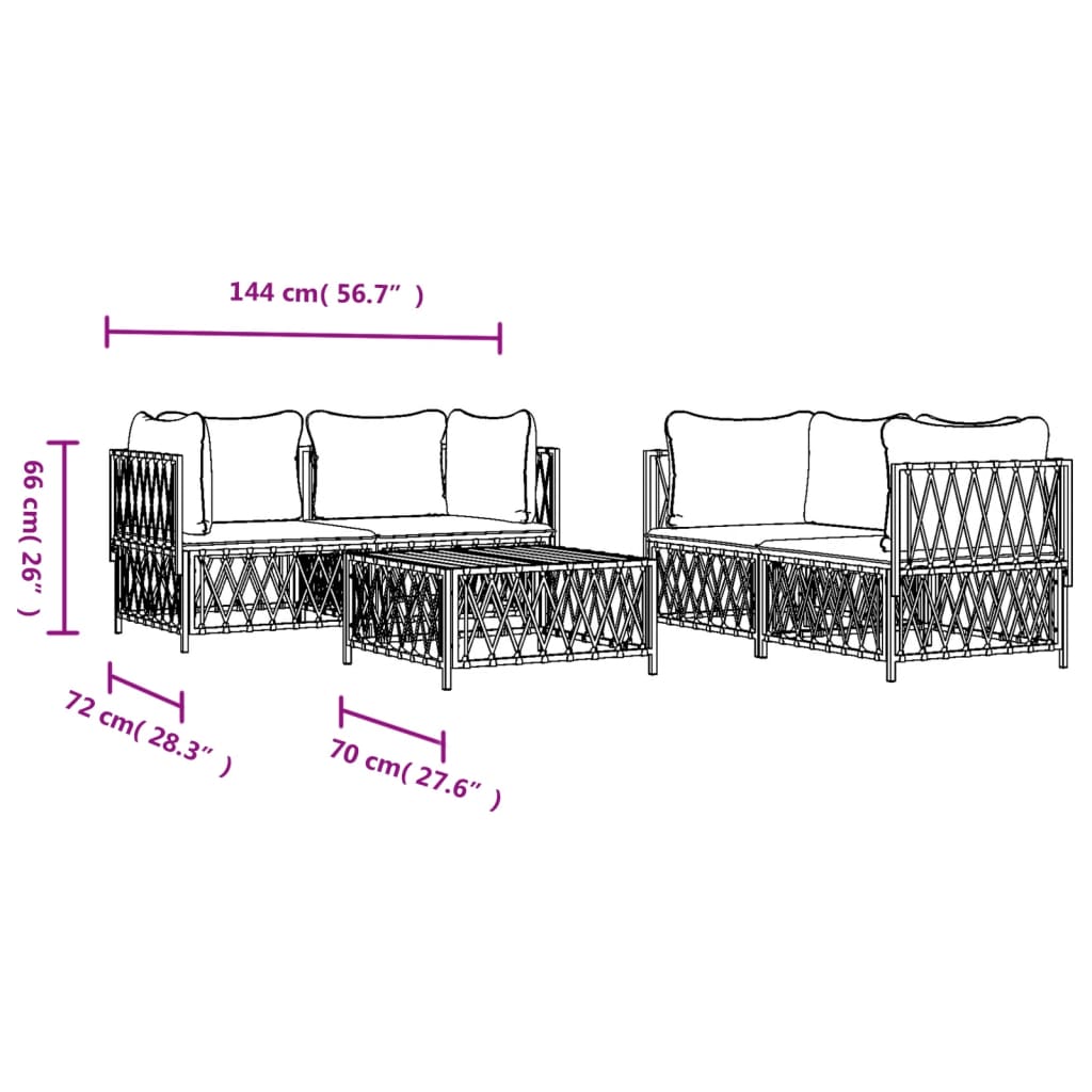 6-delige Loungeset met kussens staal