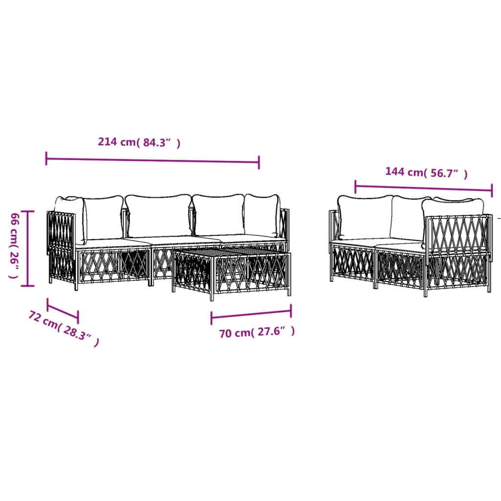 6-delige Loungeset met kussens staal