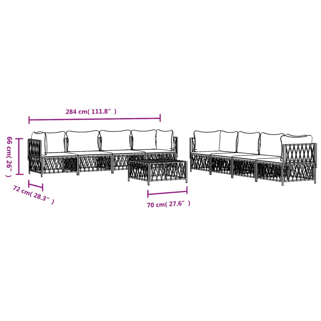 6-delige Loungeset met kussens staal