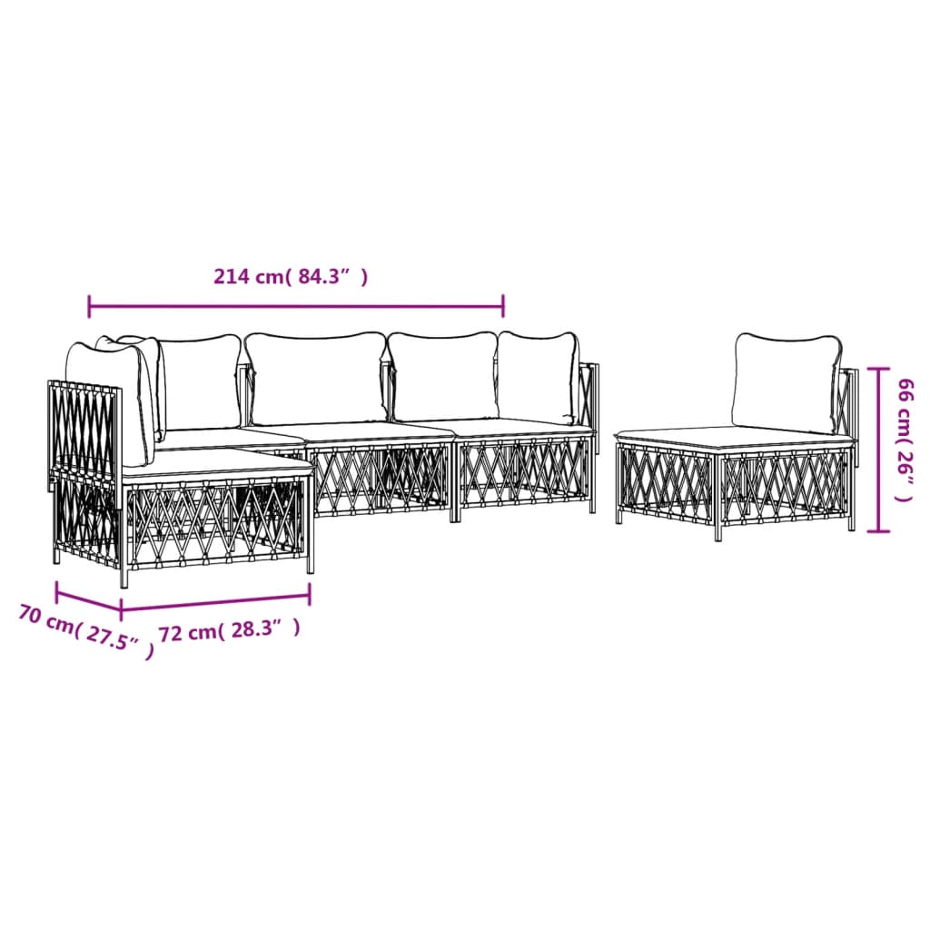 4-delige Loungeset met kussens staal antracietkleurig