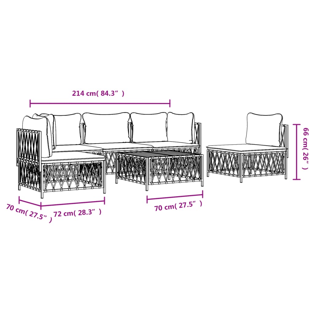 4-delige Loungeset met kussens staal antracietkleurig