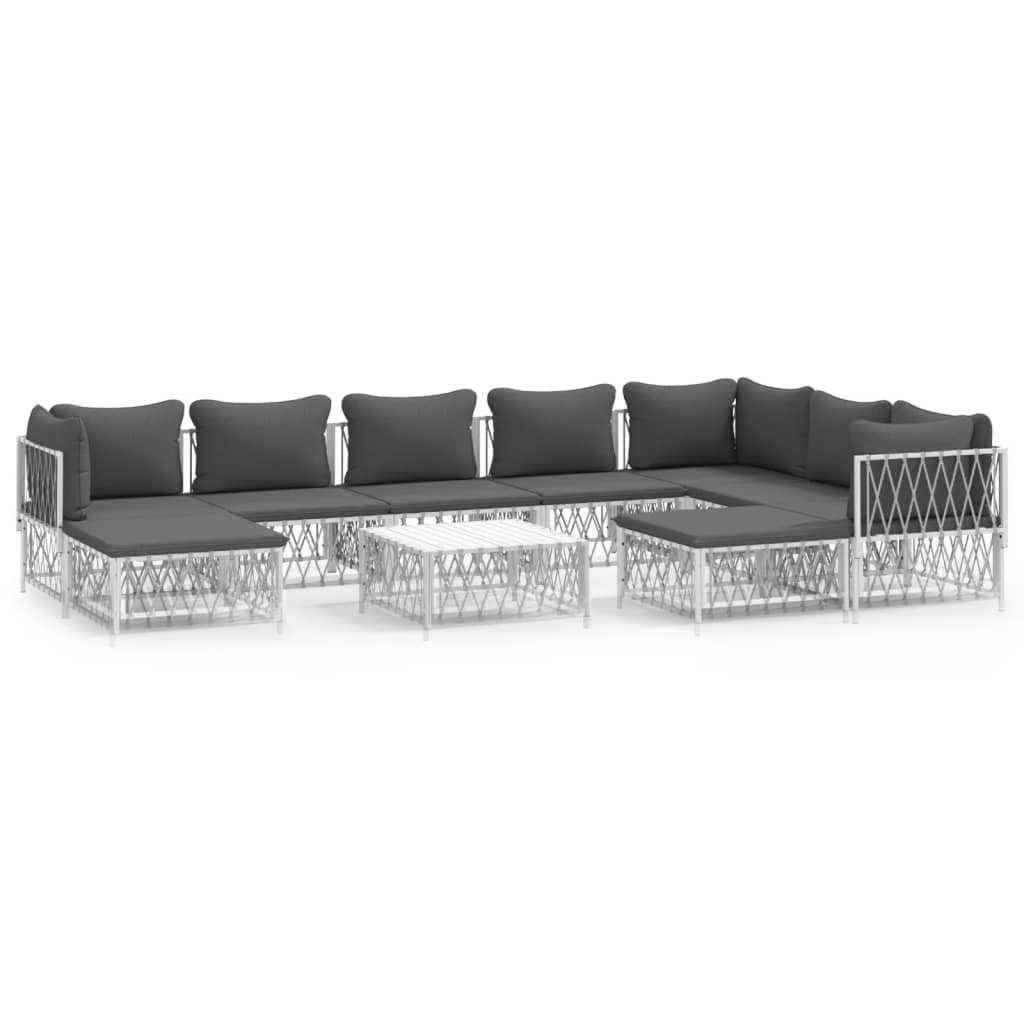 Ensemble Lounge 10 pièces avec coussins en acier anthracite