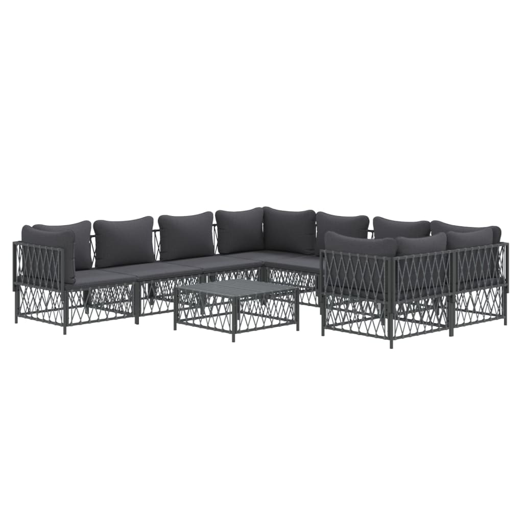 Ensemble Lounge 9 pièces avec coussins en acier anthracite