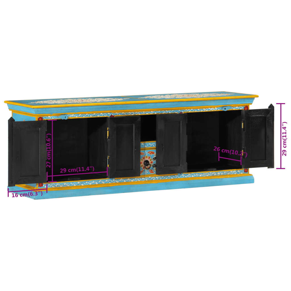 Meuble TV 110x30x40 cm en bois de manguier massif