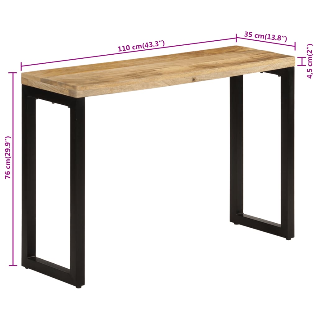 Table murale 120x35x76 cm en manguier massif et acier