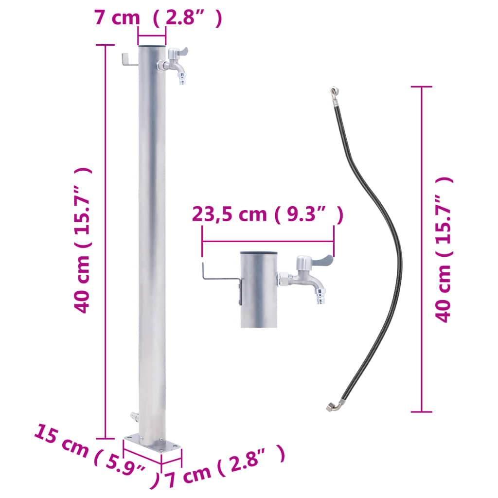 Waterzuil vierkant 100 cm roestvrij staal