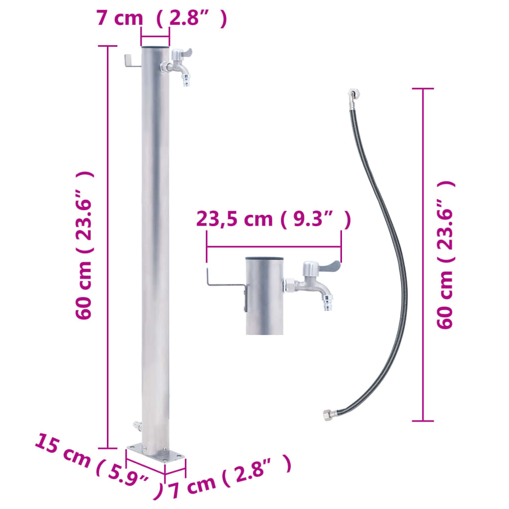 Waterzuil vierkant 100 cm roestvrij staal