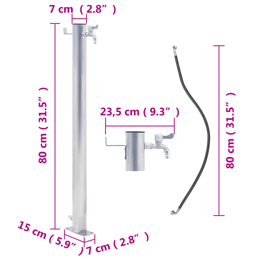 Waterzuil vierkant 100 cm roestvrij staal