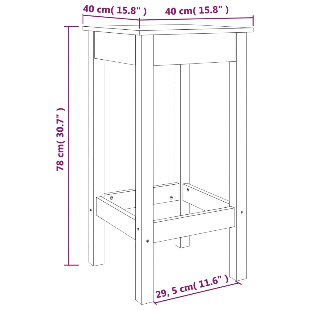 Barkrukken 2 st 40x41,5x112 cm massief grenenhout