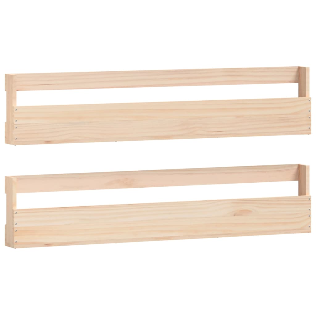 Étagère à chaussures murale 2 pcs 110x9x23 cm bois de pin massif