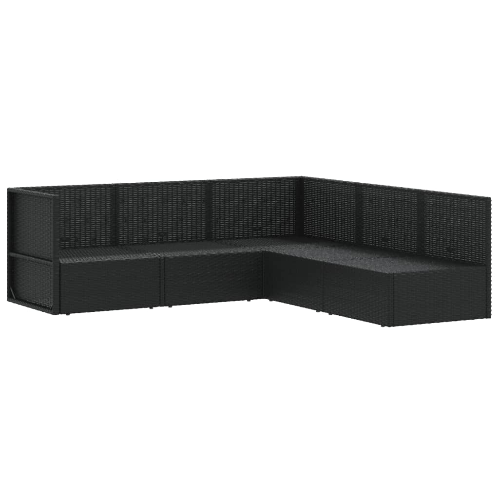 6-delige Loungeset met kussens poly rattan zwart