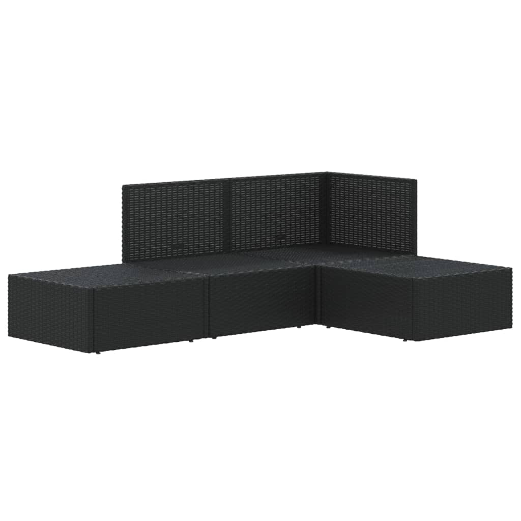 6-delige Loungeset met kussens poly rattan zwart