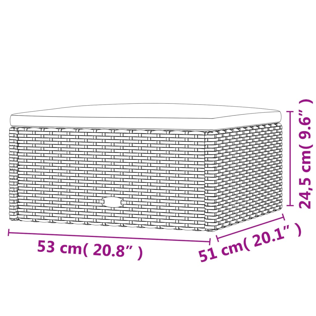 4-delige Loungeset met kussens poly rattan zwart