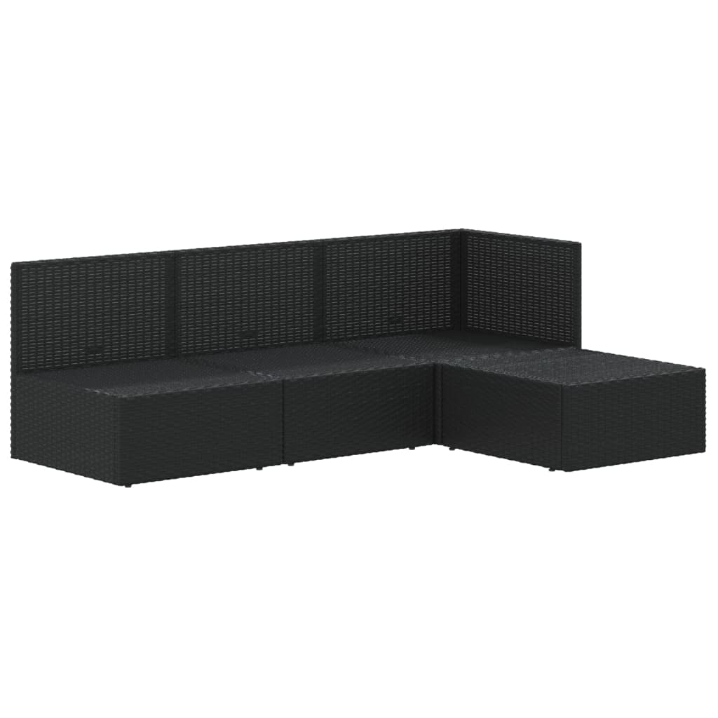 6-delige Loungeset met kussens poly rattan zwart