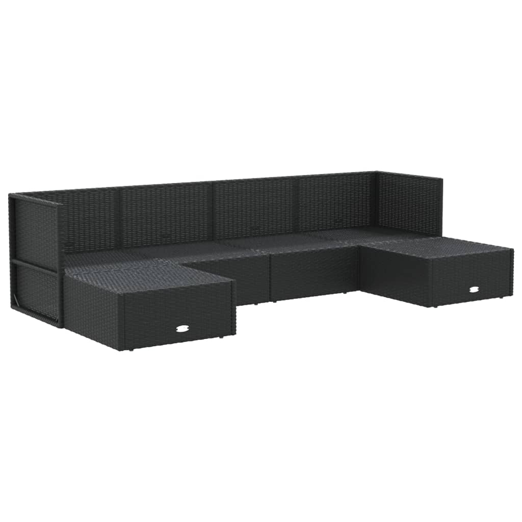 8-delige Loungeset met kussens poly rattan zwart