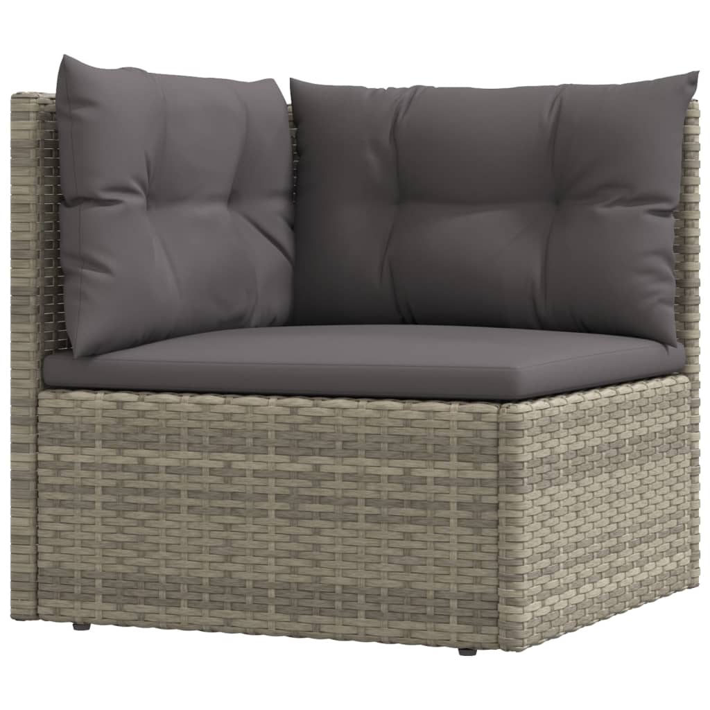 5-delige Loungeset met kussens poly rattan grijs