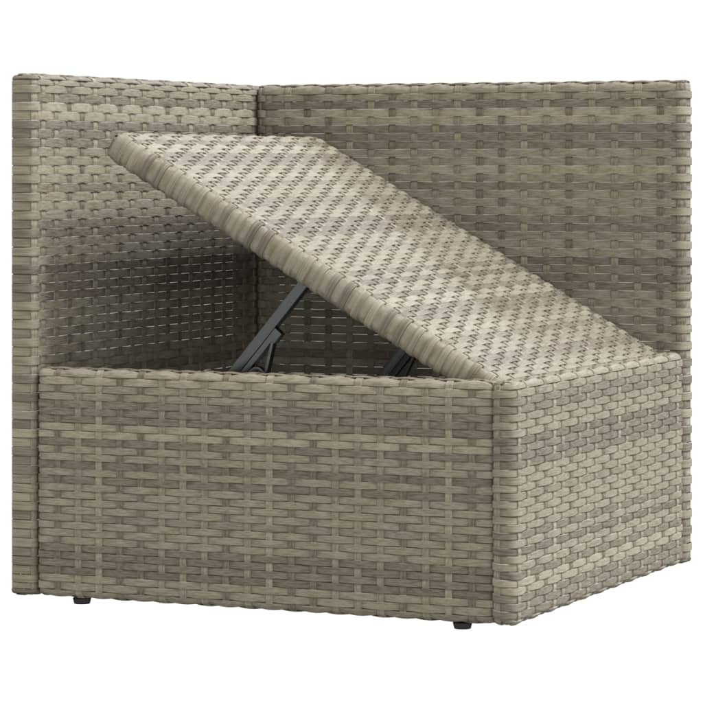 5-delige Loungeset met kussens poly rattan grijs