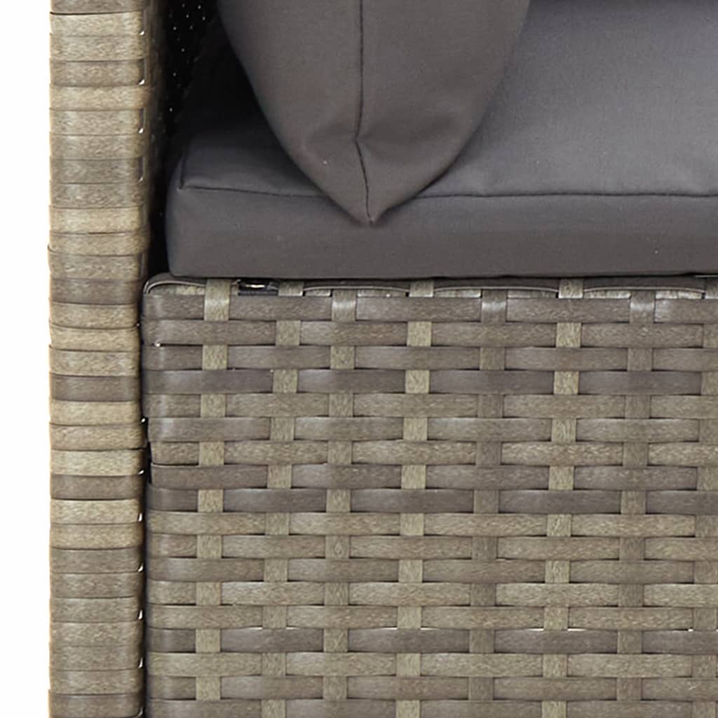 5-delige Loungeset met kussens poly rattan grijs