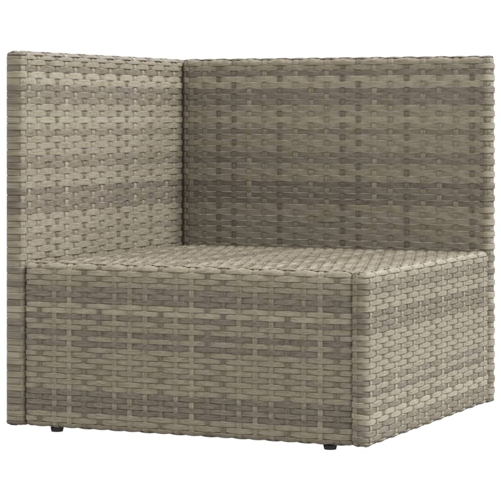 5-delige Loungeset met kussens poly rattan grijs