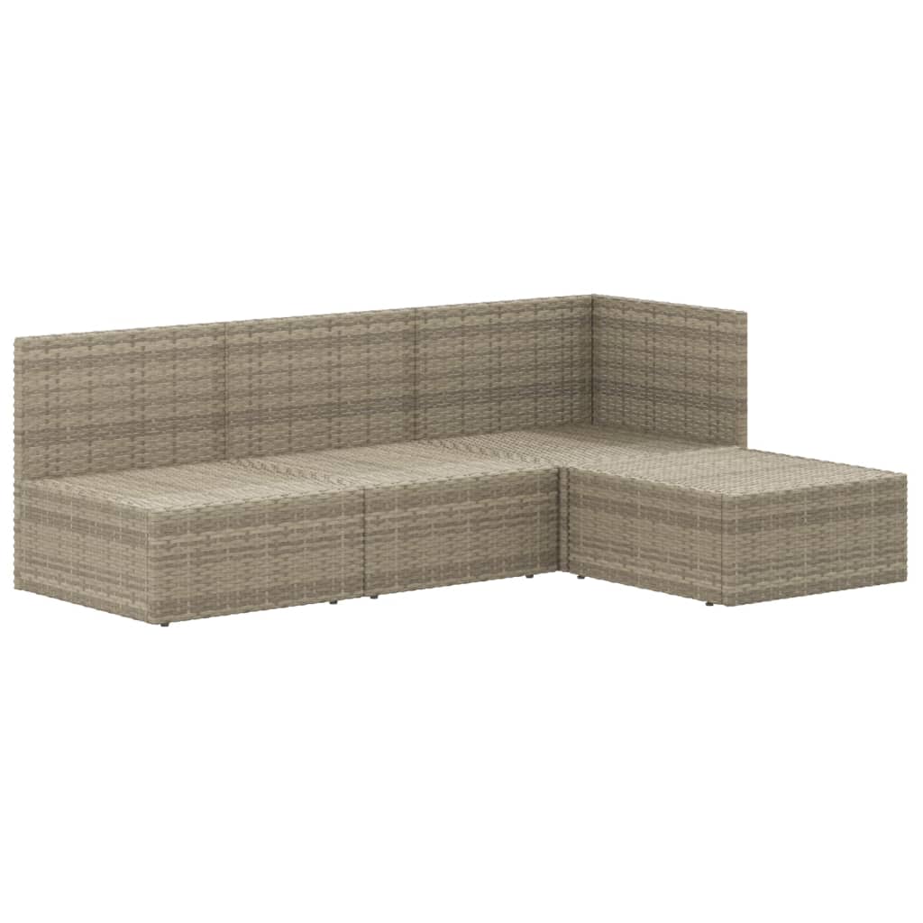 5-delige Loungeset met kussens poly rattan grijs