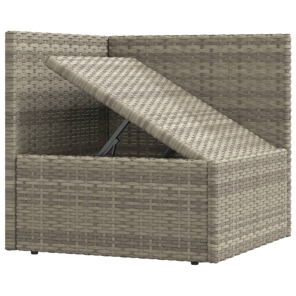 10-delige Loungeset met kussens poly rattan grijs