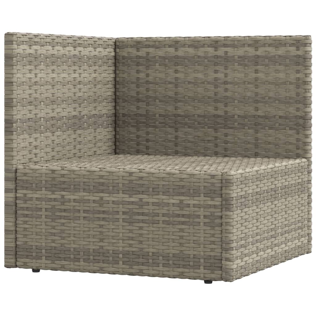 10-delige Loungeset met kussens poly rattan grijs