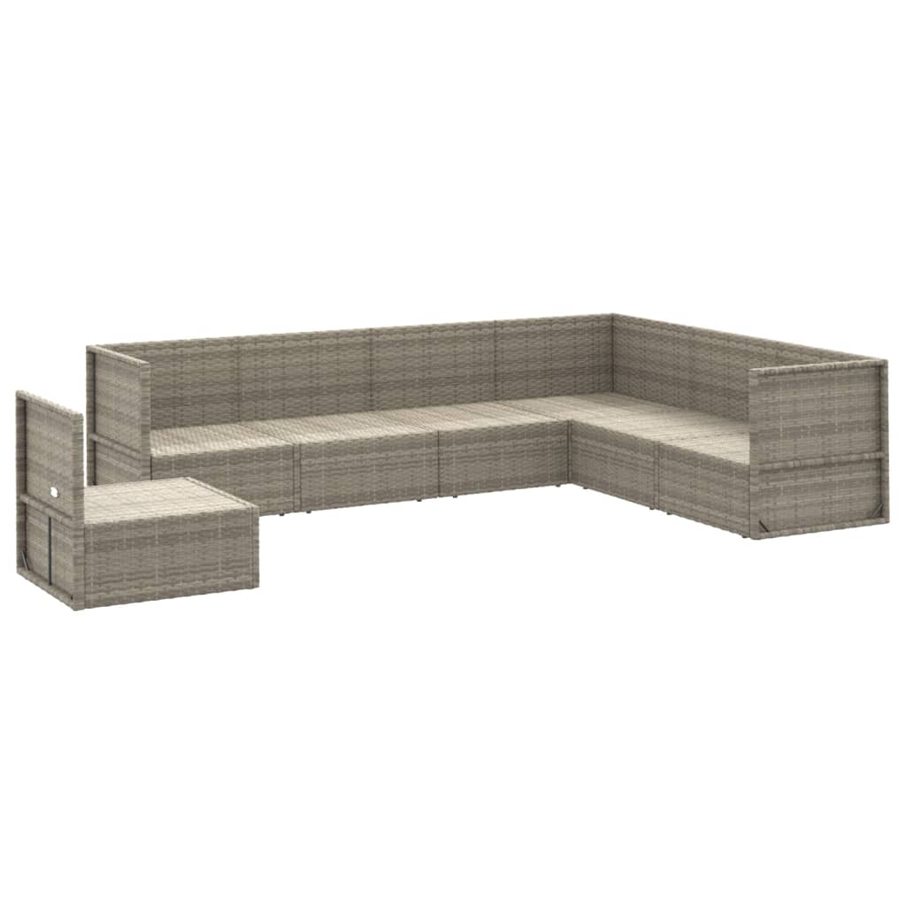 9-delige Loungeset met kussens poly rattan grijs