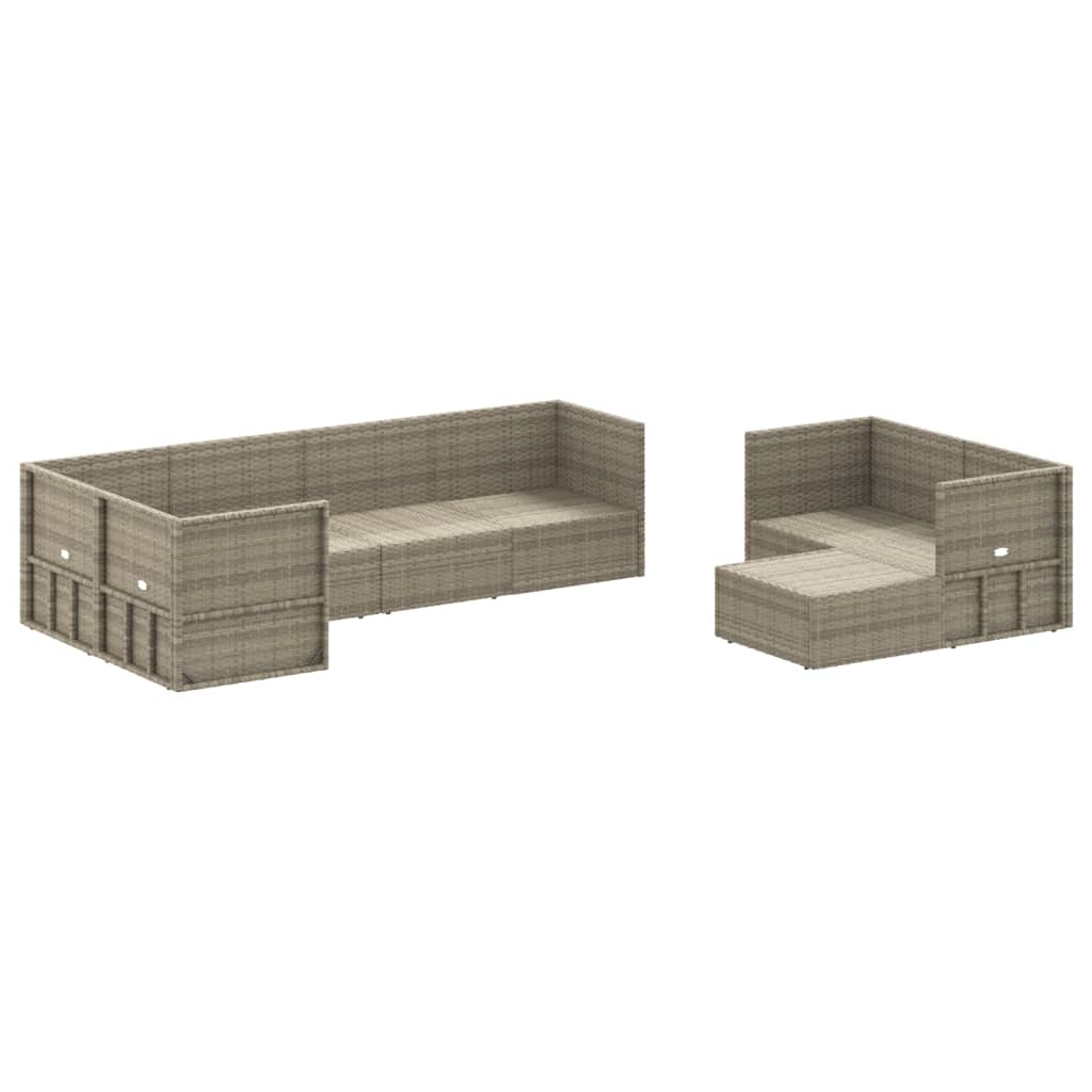 8-delige Loungeset met kussens poly rattan grijs