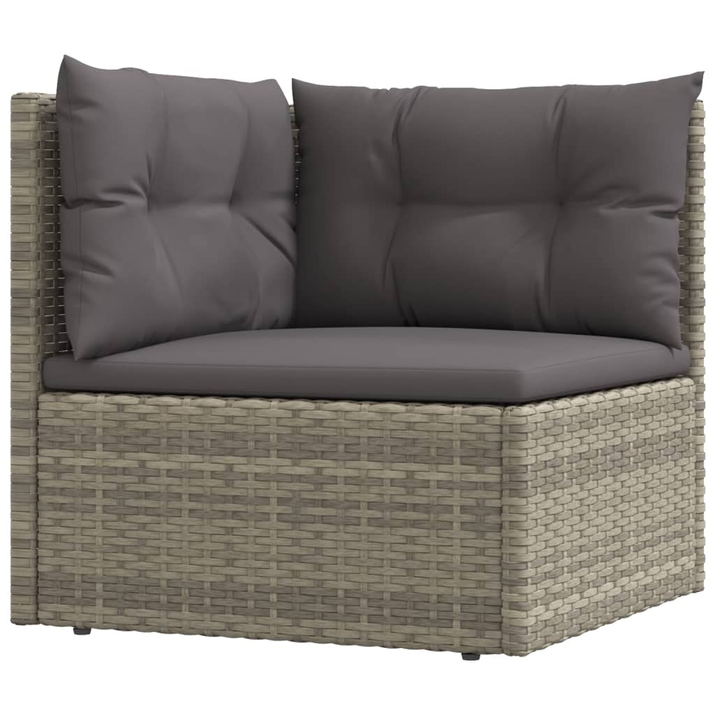 9-delige Loungeset met kussens poly rattan grijs