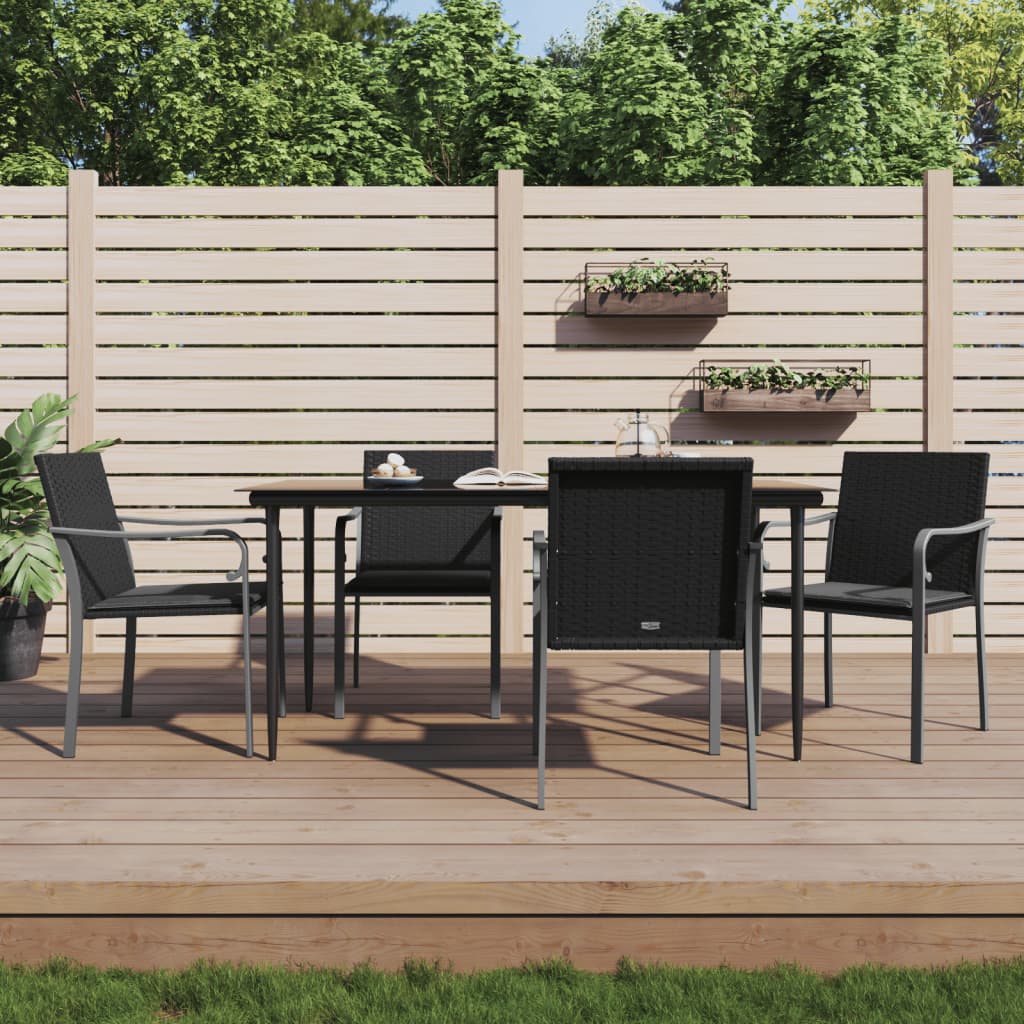 5-delige Tuinset met kussens poly rattan en staal