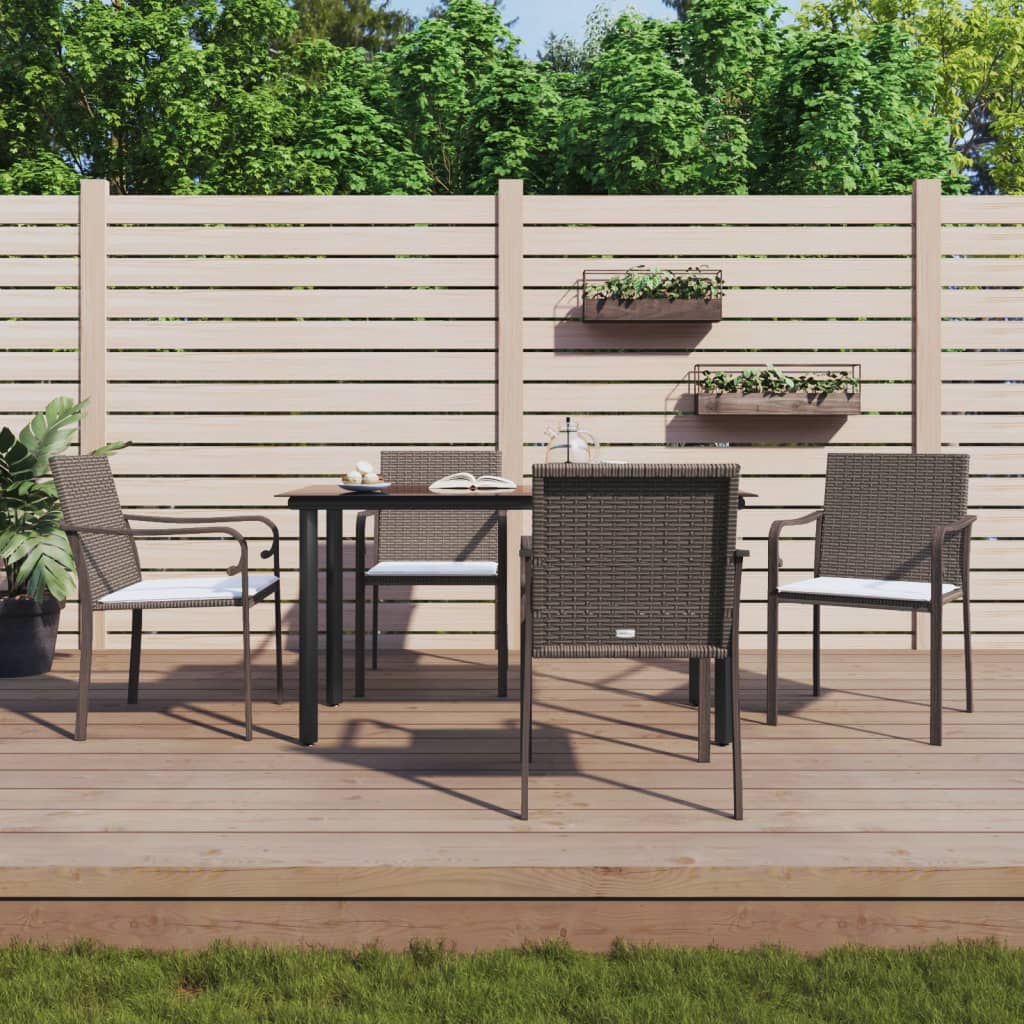 3-delige Tuinset met kussens poly rattan en staal