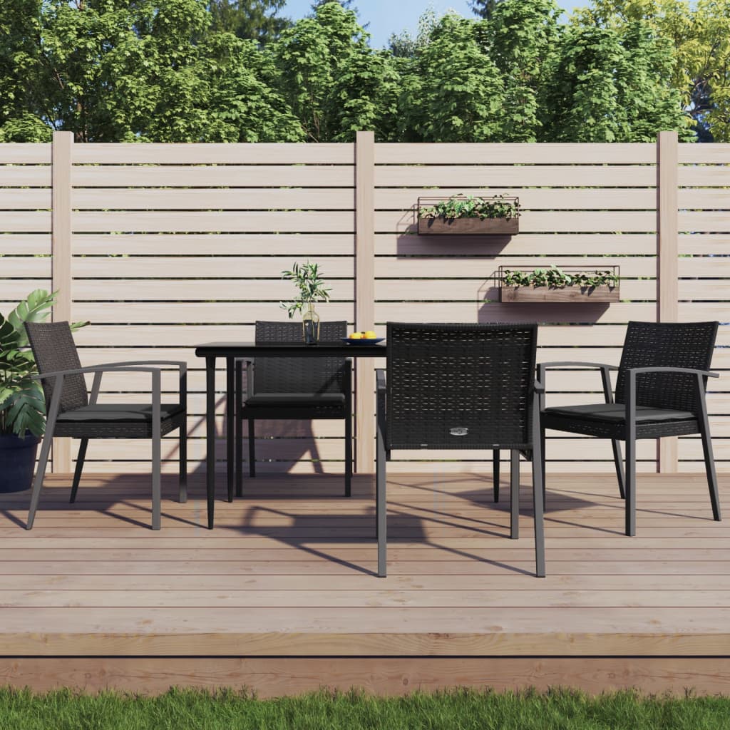 5-delige Tuinset met kussens poly rattan en staal