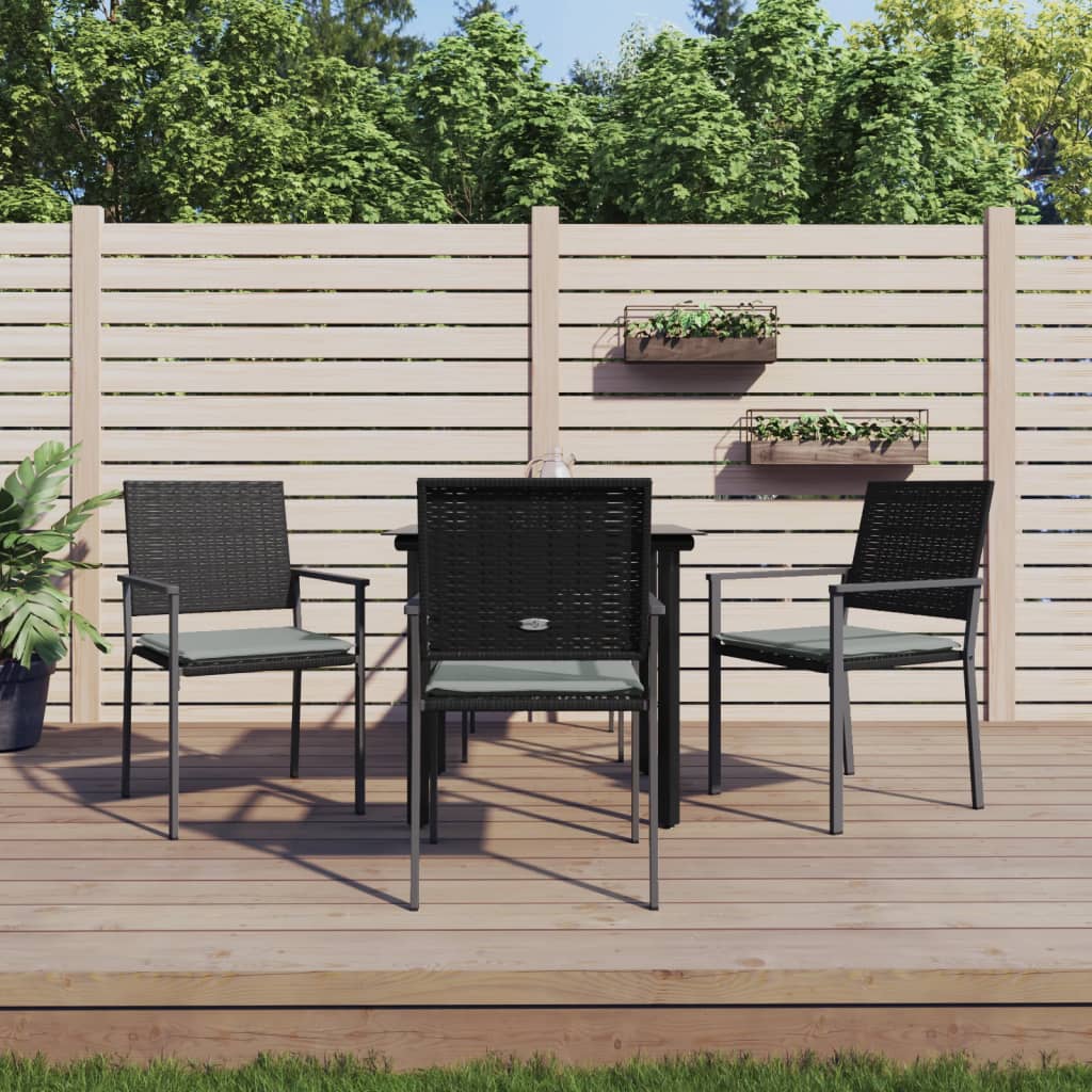 3-delige Tuinset met kussens poly rattan en staal