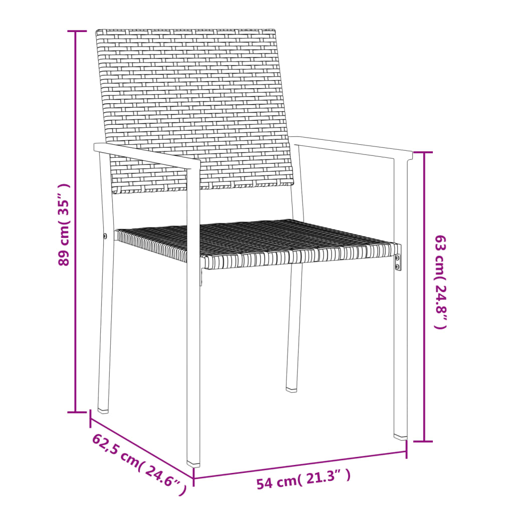 3-delige Tuinset met kussens poly rattan en staal