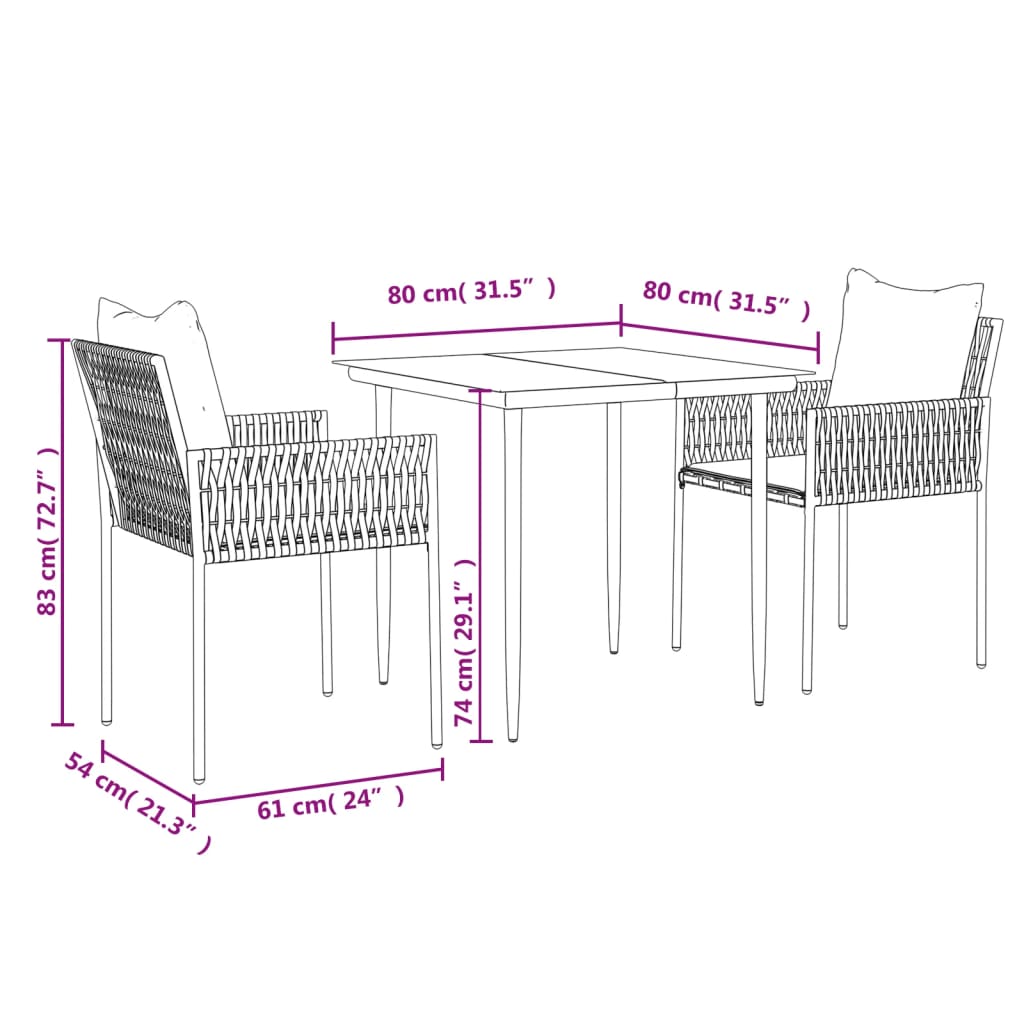 Ensemble de jardin 5 pièces avec coussins en polyrotin et acier