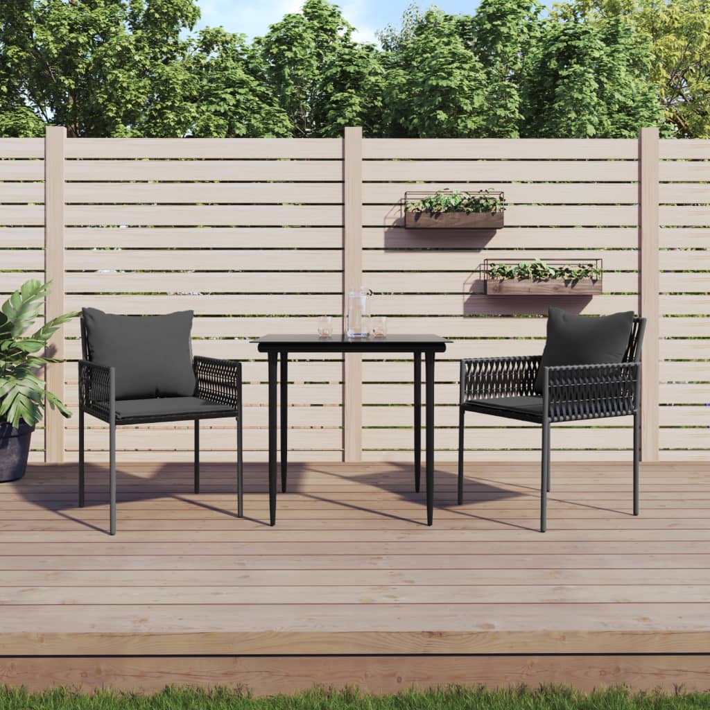 5-delige Tuinset met kussens poly rattan en staal