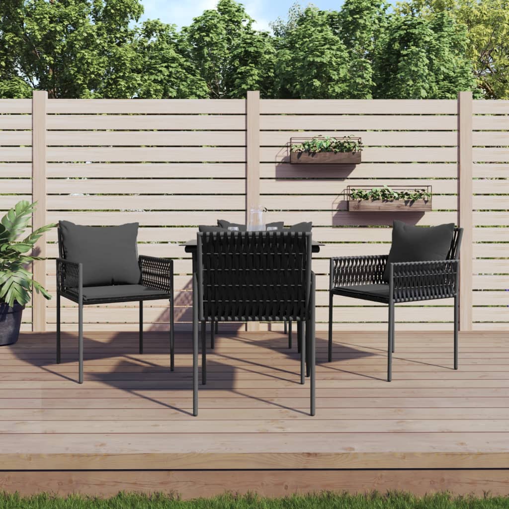 5-delige Tuinset met kussens poly rattan en staal