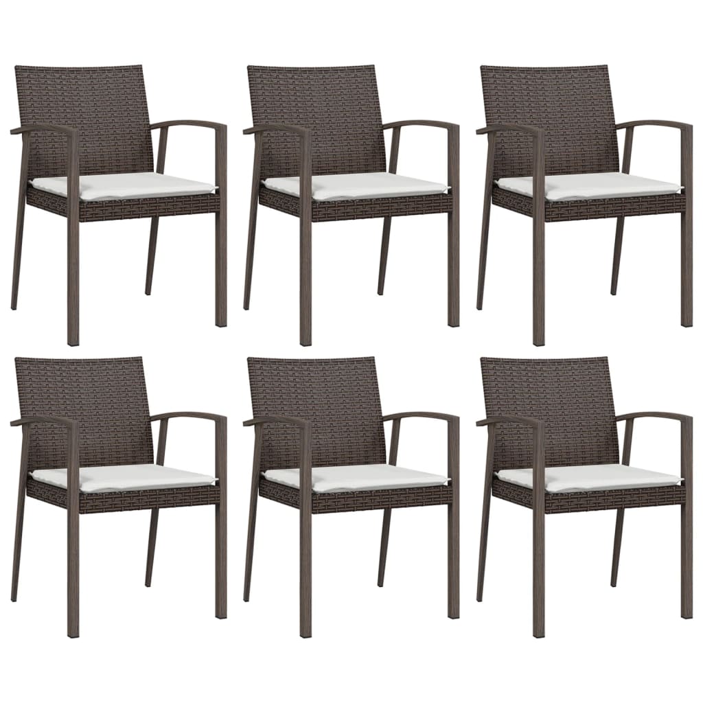 Chaises de jardin 6 pcs avec coussins 56,5x57x83 cm poly rotin