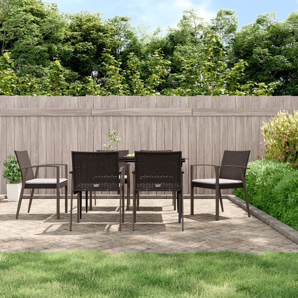 Chaises de jardin 6 pcs avec coussins 56,5x57x83 cm poly rotin