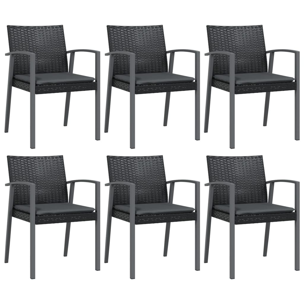 Chaises de jardin 6 pcs avec coussins 56,5x57x83 cm poly rotin