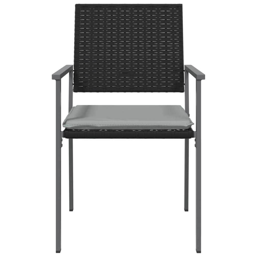 Tuinstoelen 4 st met kussens 54x62,5x89 cm poly rattan zwart