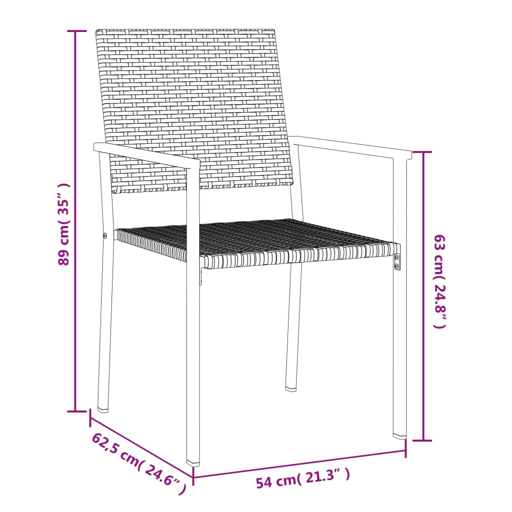 Tuinstoelen 4 st met kussens 54x62,5x89 cm poly rattan zwart