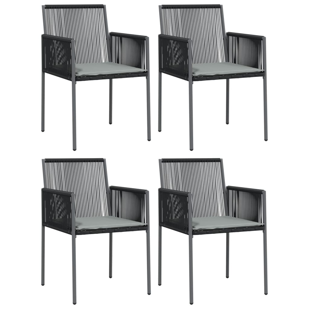 Chaises de jardin 6 pcs avec coussins 54x60,5x83,5 cm poly rotin noir