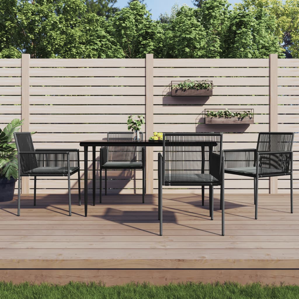 Chaises de jardin 6 pcs avec coussins 54x60,5x83,5 cm poly rotin noir