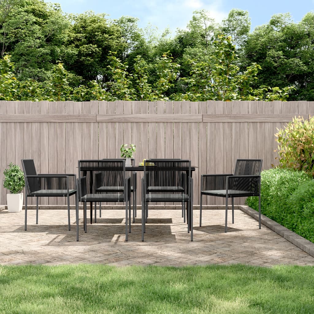 Chaises de jardin 6 pcs avec coussins 54x60,5x83,5 cm poly rotin noir